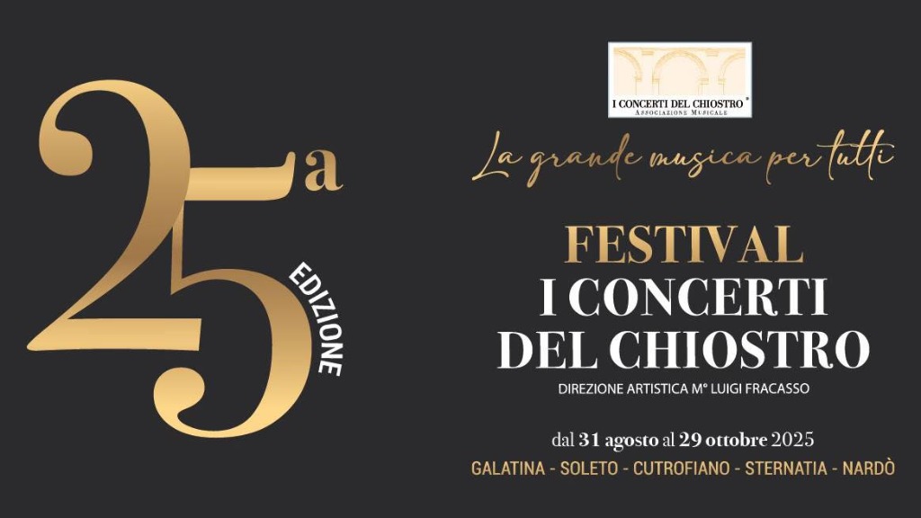 Con Raphael Gualazzi Orchestra domenica 31 agosto al via da Galatina il FESTIVAL I CONCERTI DEL CHIOSTRO, in programma fino al 29 ottobre in 5 comuni del Salento Salento