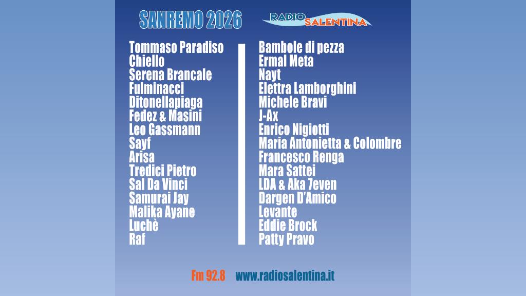 Sanremo 2025: svelato il cast dei 30 Big. Radio Salentina commenta la nuova edizione SANREMO